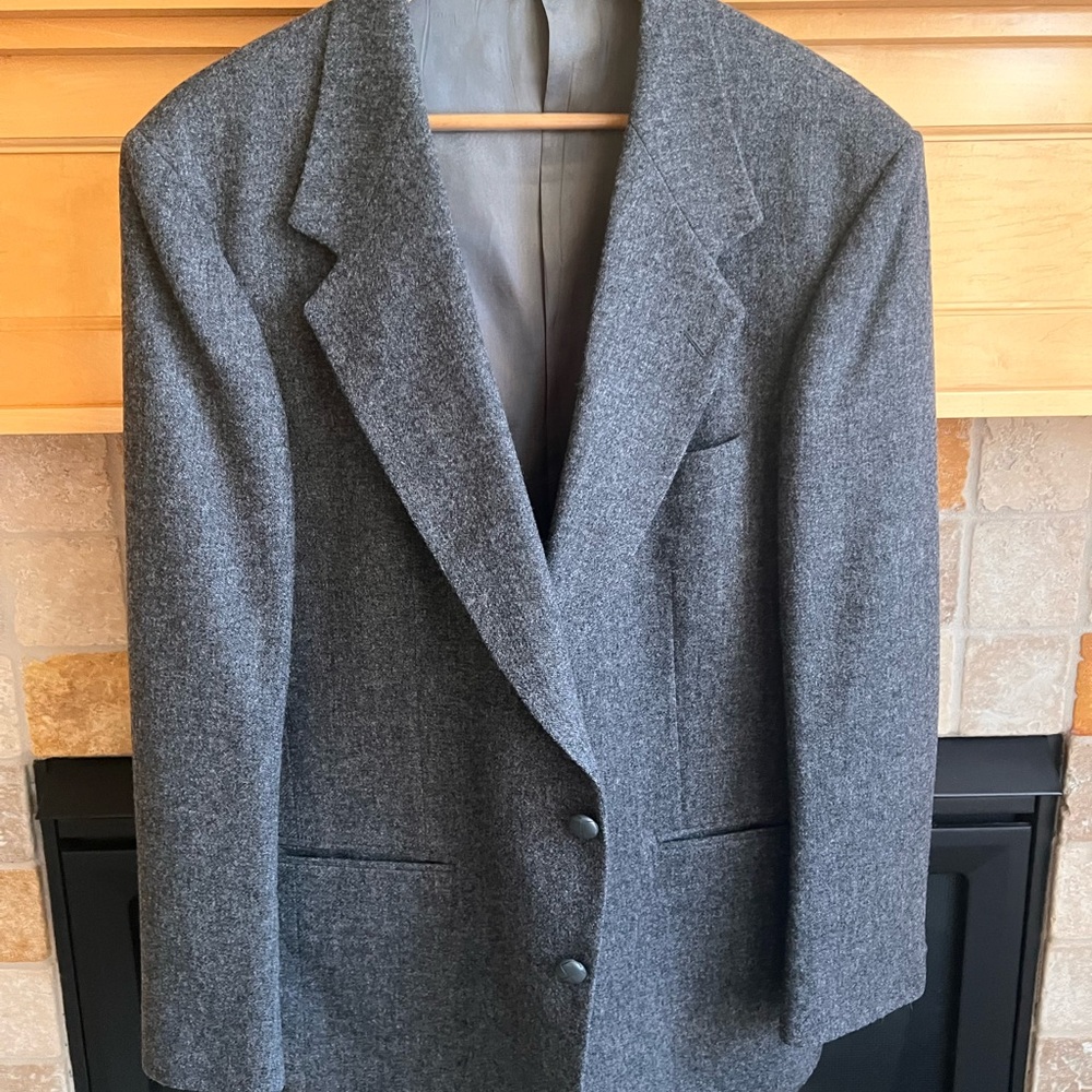 Vintage Farah Co 100% Wool Tweed Charcoal Blazer